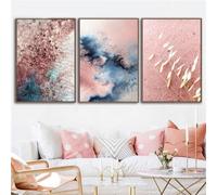 WBYZAC Set of 3-Pink Abstract Watercolor Wall Art Canvas Painting Prints Modern Boho Decor Minimalist Blush Poster Kitchen Bedroom Office Home Decoration-40 * 50cm (No Frame)