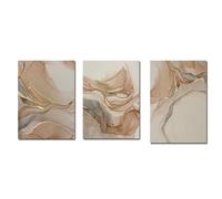 WBYZAC Wall Art,Abstract Beige Gold Pink Brown ink Canvas Print Art Texture Modern Painting Wall Pictures for Living Bedroom Room Decor Artwork-40 * 50cm-3pcs (No Frame)
