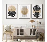WBYZAC Wall Art,Abstract Geometric Shapes Wall Art Natural Tropical Palm Leaf Poster Prints Canvas Painting Minimalist Bedroom Interior Home Decoration-40 * 60cm-3pcs (No Frame)