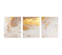 WBYZAC Wall Art,Modern Abstract Geometric Texture Canvas Painting Nordic Posters Prints Beige Brown and Gold Interior Bedroom Paintings Room Decor-30 * 50cm-3pcs (No Frame)