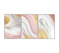 WBYZAC Wall Art,Modern Abstract Gold Pink White Art Canvas Painting Nordic Posters and Prints Wall Picture for Living Bedroom Room Decor-50 * 60cm-3pcs (No Frame)