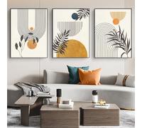 WBYZAC Wall Art,Vintage Boho Posters Abstract Line Geometry Botanical Leaf Canvas Paintings Wall Pictures for Living Room Kitchen Office Home Decor-40 * 60cm-3pcs (No Frame)