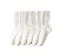 WBZOTSS 6/5 Pairs White Cute Smiling Face Socks Novelty Funny Socks Gifts for Womens Socks Casual Cotton Soft Crew Socks, Style a, One size