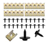 WBZOWRB Pack of 40 Screw Nut Clip Kit, Body Screws, 20 Mudguard Clips, 20 Mounting Sheet Nuts, Body Clips Clamps, Hexagonal Screws Metal Shell Clip for Car