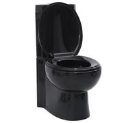vidaXL WC Ceramic Bathroom Corner Toilet WC Closed Coupled Toilet WC Luxury Disabled Eldery WC Raised Height Pan Close Coupled Care Black