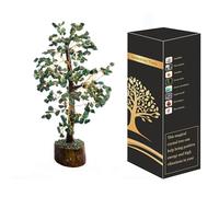 WC_Green Jade Crystal Tree for Positive Energy Home Decorations and Healing Crystal Tree with M-Seal & Golden Wire Green Decor Fortune Tree Crystal Decor Jade Tree Feng Shui Decor (300 Beads)