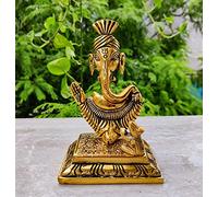 WC Lord Ganesha idol with Mouse Figurine for Home Temple mandir - Ganesh Statue for Ganesh Chaturthi - Hindu God Indian Pooja Decoration Item - Ganpati Idol for car