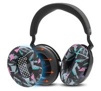 WC SweatZ Momentum 4 & 5 - Patented Earpad Covers for Sennheiser Momentum 4 & 5 Wireless Over Ear Headphones by Wicked Cushions | Sweatproof & Easily Washable | 90's Black