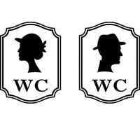 WC Toilet Paper Vinyl Stickers Decals Signs Toilet Bathroom Door Lady Gentleman Man Woman Metal Tin Sign Vintage Aluminum Sign for Home Coffee 12x8 Inch