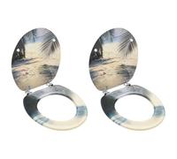 WC Toilet Seats with Lid 2 pcs MDF Beach Design