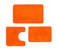 WCBSTT Bathroom Rugs Sets 3 Pieces Microfiber - Upgrade Non-Slip Thermo-Plastic Rubber Bottom- Quick Dry - Machine Wash for Bedroom, Tub, Living Room (Orange)
