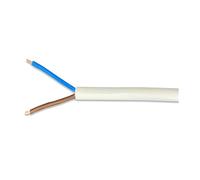 WCC® 3182Y Round 2 Core Flexible PVC Cable, White Copper Flex - Ideal for AC or DC Devices - Basec Approved - All Lengths and Sizes (5 Meters, White - 1mm)
