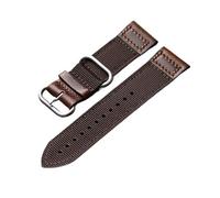 WCC00816 Double Nylon Strap Vintage Men's Bracelet 20 22 24MM Genuine Leather Durable and Wearable High-end Style(Brack Brack Buckle,20mm)