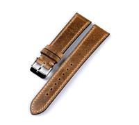 WCC00816 Fully Handmade High-End Leather Watchband 18 19 20 21 22MM Light Brown Bracelet,Retro Strap, Men's First Layer(Silver buckle,18mm)