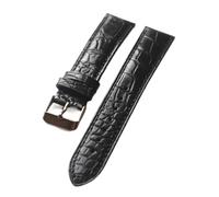 WCC00816 Handmade High-end Crocodile Leather Strap, Garden Pattern Genuine 20MM Black Soft Men's Bracelet, Vintage Style, S(Blackrosegold,22mm)