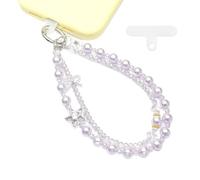 WCCH Beaded Phone Charm Wrist Strap, Detachable Anti-Theft Wrist Lanyard with Tether Tab, Hands-Free Phone Chain Wristlet Strap for Women, S, Acrylic, No Gemstone