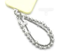 WCCH Beaded Phone Charm Wrist Strap, Detachable Anti-Theft Wrist Lanyard with Tether Tab, Hands-Free Phone Chain Wristlet Strap for Women Sparkling Little Bow Gray