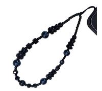 WCCH Beaded Phone Charm Y2K Kawaii Handmade Acrylic Phone Lanyard Wrist Strap for Camera Bag Airpods Keychain Charm Pure Black Small Bear