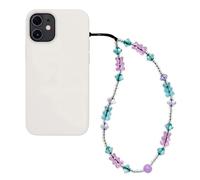 WCCH Beaded Phone Charm Y2K Kawaii Handmade Acrylic Phone Lanyard Wrist Strap for Camera Bag Airpods Keychain Charm Blue and Purple Small Bear