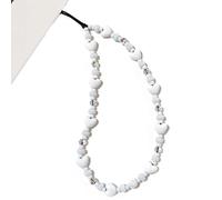 WCCH Beaded Phone Charm Y2K Kawaii Handmade Acrylic Phone Lanyard Wrist Strap for Camera Bag Airpods Keychain Charm Mini White Heart