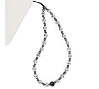 WCCH Beaded Phone Charm Y2K Kawaii Handmade Acrylic Phone Lanyard Wrist Strap for Camera Bag Airpods Keychain Charm Black Volcanic Rock