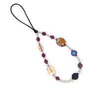 WCCH Short Beaded Phone Charm Handmade Y2K Kawaii Acrylic Phone Lanyard Wrist Strap for Bag Airpods Camera Pendants Decor Wine Amber