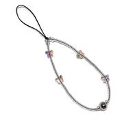 WCCH Short Beaded Phone Charm Handmade Y2K Kawaii Acrylic Phone Lanyard Wrist Strap for Bag Airpods Camera Pendants Decor Simple Crystal Small Butterfly