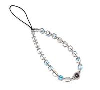 WCCH Short Beaded Phone Charm Handmade Y2K Kawaii Acrylic Phone Lanyard Wrist Strap for Bag Airpods Camera Pendants Decor Transparent Square Crystal