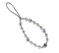 WCCH Short Beaded Phone Charm Handmade Y2K Kawaii Acrylic Phone Lanyard Wrist Strap for Bag Airpods Camera Pendants Decor Crystal Small Butterfly