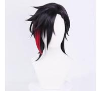 WCCNKK Anime Cosplay Wig, Arcane Vi Black And Red Short Hair, Heat Resistant Synthetic Hair, One Size, Unisex, Perfect for Halloween, Cosplay, Carnival, Party