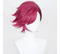 WCCNKK Anime Cosplay Wig, Arcane Vi Wig, Deep Rose Color Short Woman And Man Wigs with Wig Cap, for Halloween, Party, Carnival, Nightlife, Concerts, Weddings, Gift for Anime Fans