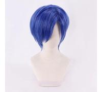 WCCNKK Anime Cosplay Wig, PERSONA3 Yuuki Makoto Cosplay Wig, Blue Short Straight Hair, Synthetic Wig, with Free Wig Cap, for Christmas Carnival Party Halloween Cosplay, Anime Fan Gift