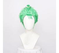 WCCNKK Anime Cosplay Wig, Roronoa Zoro Wig, Green Short Hair, with Free Wig Cap, for Christmas Carnival Party Halloween Cosplay Wig, Decorative Accessories