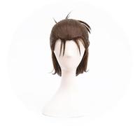 WCCNKK Anime Eren Jaeger Cosplay Wig, Final Season Brown Half-Up Hair, High Temperature Resistant Material, with Free Wig Cap, Suitable for Halloween Parties And Anime Conventions