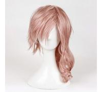 WCCNKK Anime Lightning Cosplay Wig, Women's Medium-Length Pink Hair, High Temperature Resistant Material, with Free Wig Cap, Suitable for Halloween Parties And Anime Conventions, Anime Gifts