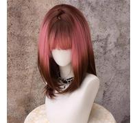 WCCNKK Anime Wig Cosplay Wig, Black Brown Pink Gradient Wig,Synthetic Hair,Halloween Wig,for Party,Anime Show,Cosplay Event, Daily Wig,with Wig Cap, Decorative Gift