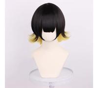 WCCNKK Anime Wig for BLUE LOCK Bachira Meguru Cosplay Wig, Black Gradient Yellow Short Hair, Synthetic Hair, Halloween Wig,for Party, Anime Show, Cosplay Event, Daily Wig, with Wig Cap