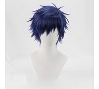WCCNKK Ensemble Stars Sazanami Jun Cosplay Wig, Dark Blue Short Hair, with Free Wig Cap, Halloween Costume Cosplay, for Christmas Carnival Party, for Anime Lovers, Decorative Gift