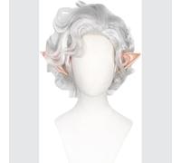 WCCNKK Game Baldur's Gate 3 Cosplay Wig, Astarion Silver Gray with Ear Short Hair Heat Resistant Synthetic Wigs, Halloween Party Wig with Wig Cap, Anime Gifts, Decorative Accessories