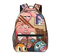 Wcguokj Kawaii Cartoon Backpack The Amazing Anime World Of Gumball Pattern Backpack Lightweight Durable Travel Laptop Backpack Cartoon Anime Fans Gift