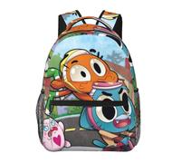 Wcguokj Kawaii Cartoon Backpack The Amazing Anime World Of Gumball Pattern Backpack Lightweight Durable Travel Laptop Backpack Cartoon Anime Fans Gift