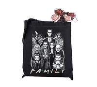 WCGXKO Creepy Family Inspired Halloween Themed Canvas Tote Bag for The Spooky Season, Beige, M
