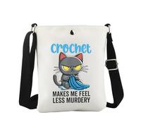 WCGXKO Crocheting Cat Crossbody Bag Crochet Makes Me Feel Less Murdery Crochet Knitting Gift, Less Murdery Cro, Casual