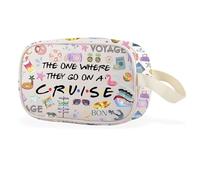 WCGXKO Cruise Trip Gift The One Where They Go On A Cruise Leather Zipper Clear Makeup Bag, Cruise Cbag, Casual