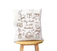 WCGXKO Fall Reading Gift Cozy Bookish Fall Shopping Bag Cozy Readers Book Society Autumn Shoulder Bag, All Booked T