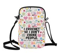 WCGXKO Funny Crochet Gift I Crochet So I Don't Choke People Save A Life Send Yarn Crossbody Bag Mother’s Day Merch, Crochet So Cr, Zipper