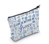 WCGXKO Greece Gift Greece Souvenir Makeup Bag Life Is Better in Greece Greek Souvenir Gift Greece Travel Vacation Gift, Greece Bag, Casual