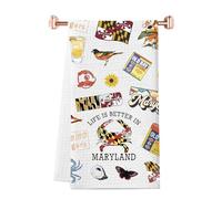 WCGXKO Maryland Gift Maryland Crab Dish Towel Life is Better in Maryland Kitchen Towel Maryland Souvenirs (Maryland Towel)