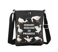 WCGXKO Sensory Seeking in Progress Crossbody Bag Silly Goose ABA Behavior Therapy Gift, In Progress Cro, Casual