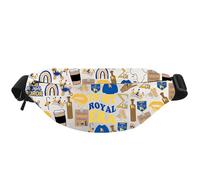 WCGXKO Sorority Gift In My Royal Era Pretty Poodle Gold & Royal Blue Paraphernalia Canvas Zipper Crossbody Waist Pack, Royal Pack, Casual